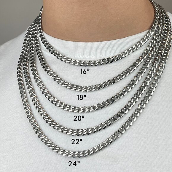 High Polished Cuban Link Necklace 6mm - Picture 1 of 7
